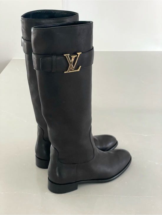 Louis Vuitton Shoes - Louis Vuitton Héritage Riding Boots Black Leather LV Initiales Buckle